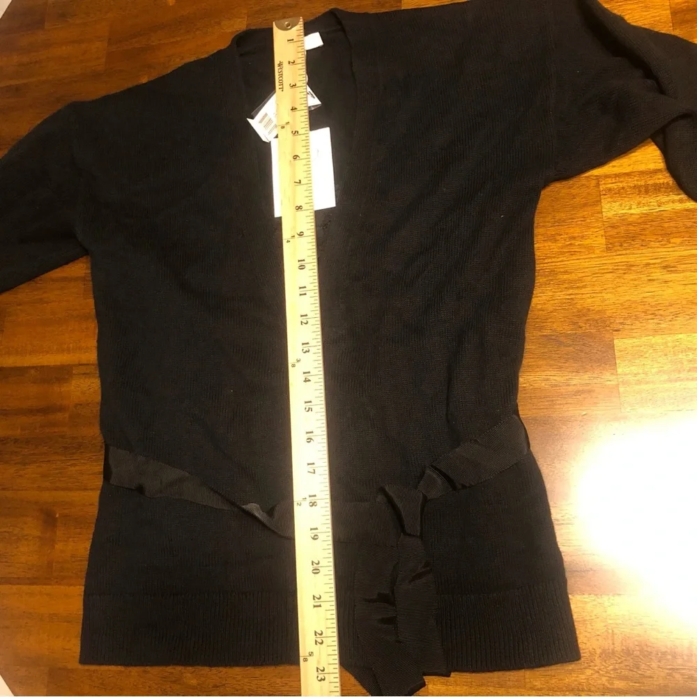 NWT $298 Joie Ferlinka Lace Insert Wrap Sweater Cardigan in Caviar - size XS!